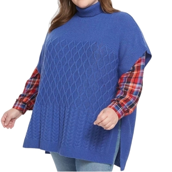 LANE BRYANT side button poncho sweater - Picture 2 of 7